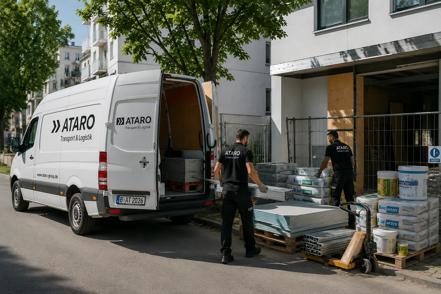 Materialtransport für ein Bauprojekt in Berlin