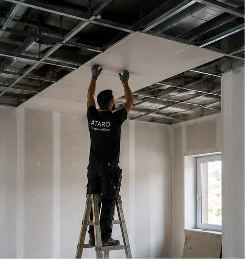 Montage einer Unterdecke im Trockenbau